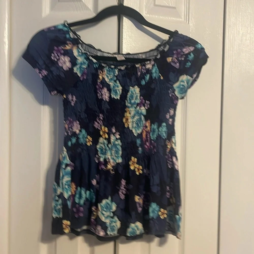 Justice floral cap sleeve shirt kids size 12 NWOT